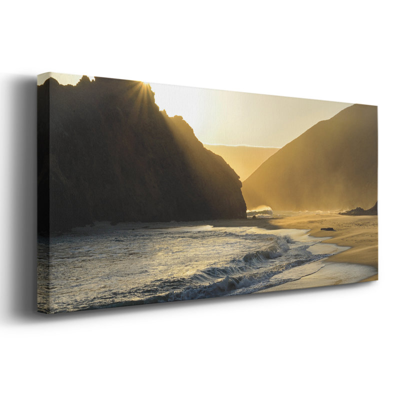 Coucher de soleil à Big Sur - Toile tendue avec châssis - Prêt à accrocher, H 20 po x l 50 po