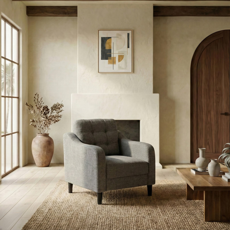 Fauteuil capitonné large Heuton 32,4 po, Gris