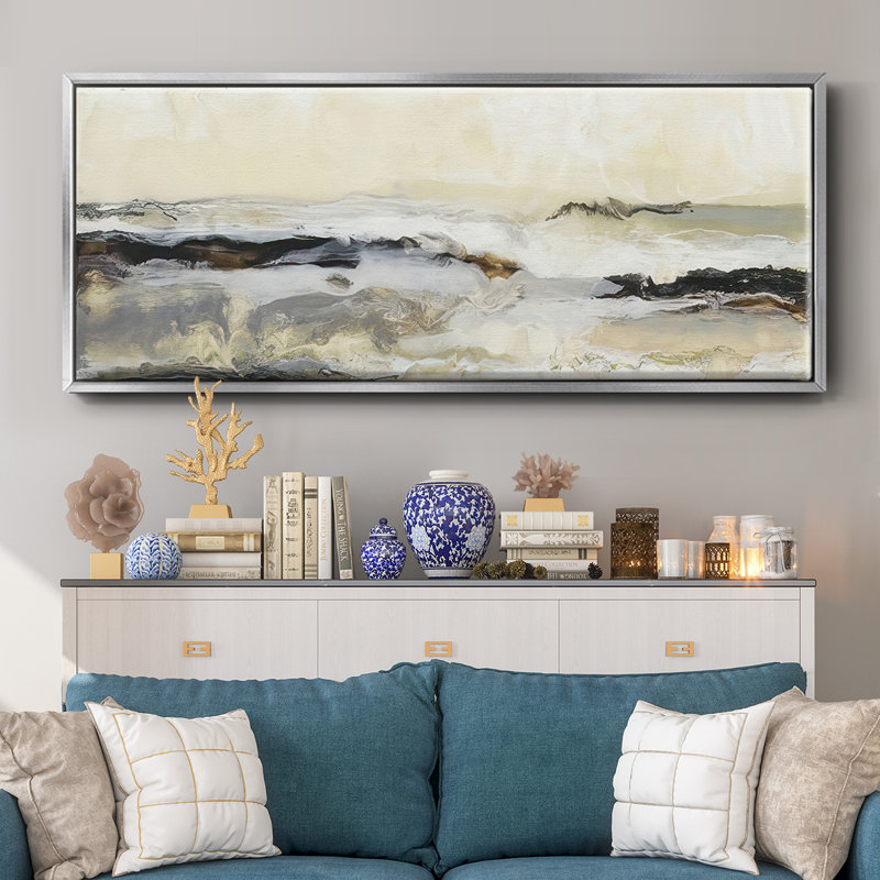 Joyeux horizon I - toile encadrée, Argent, H 20 po x l 50 po x P 1,5 po