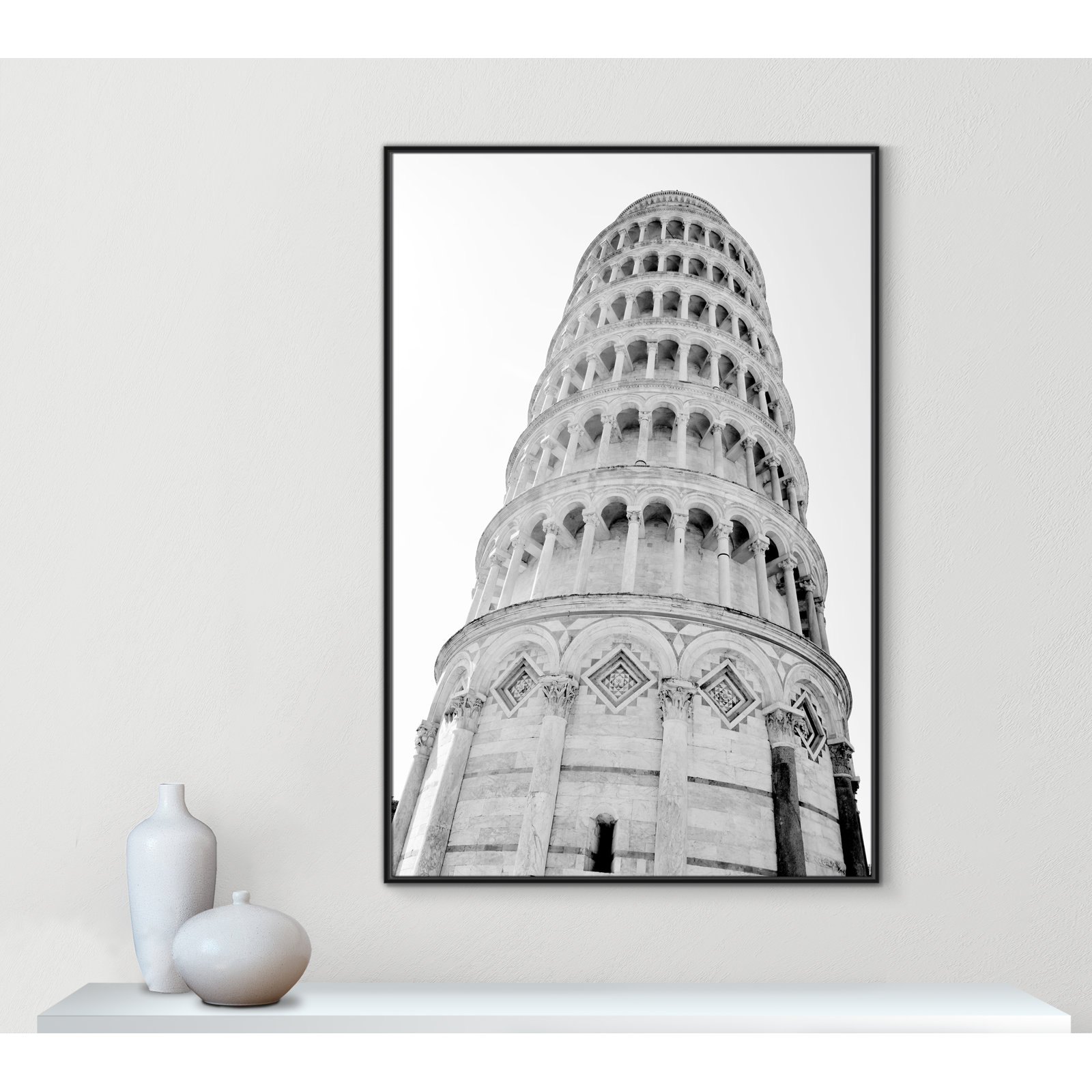 Iconic City Collection "Pisa" Print by Natalie Carpentieri, Black Floater Frame, No, 61.5" H x 41.5" W x 2" D