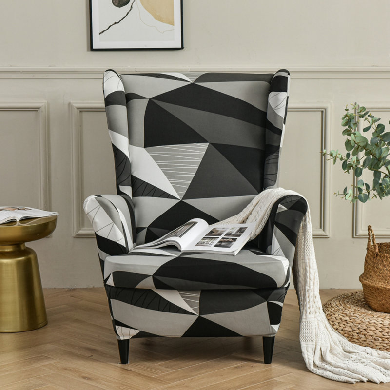 Housse extensible pour tabouret tigre, Noir / gris 100% coton