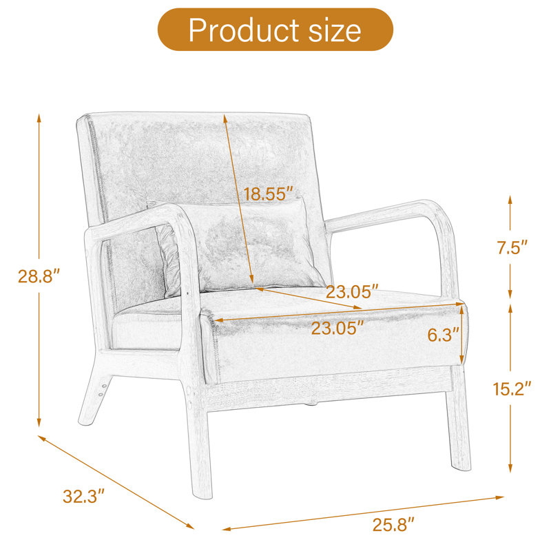 Fauteuil d'appoint Jyrin, Similicuir brun clair Chanton, Bois naturel