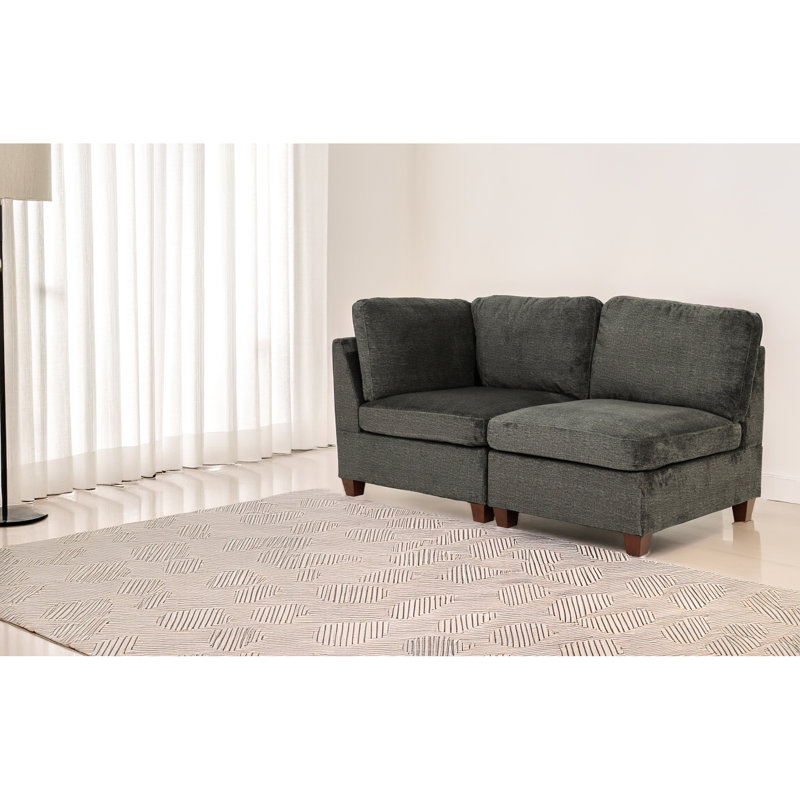 Fauteuil modulaire gris 2 pièces en tissu chenille avec siège respirant - 2 pièces, siège pour chambre