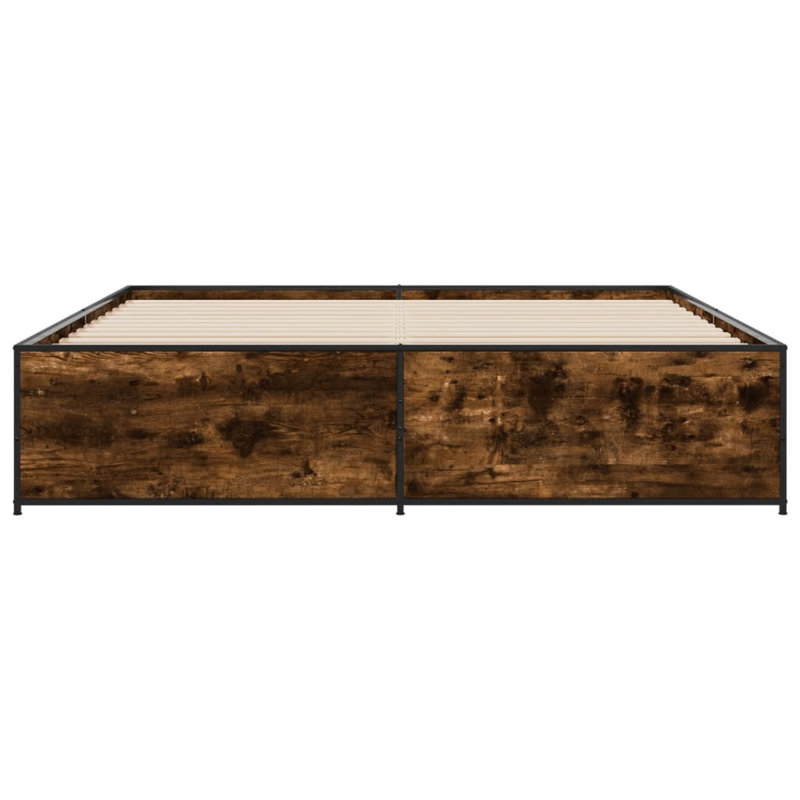 Vidaxl Bed Frame Engineered Wood And Metal, Smoked Oak, Super King (6')