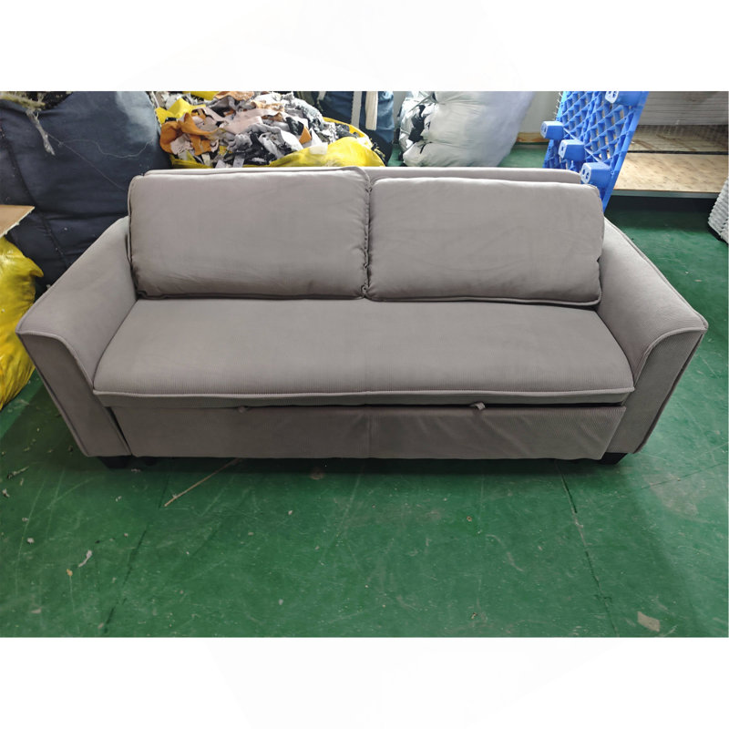 78.74 Inch Elegant  Six Mode Change Polyester Blend Pull-Out Sofa Bed, Light Grey