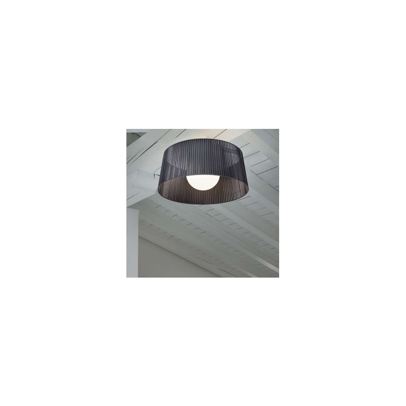 Ribbon Fabric Semi Flush Mount, Matte Black, Black