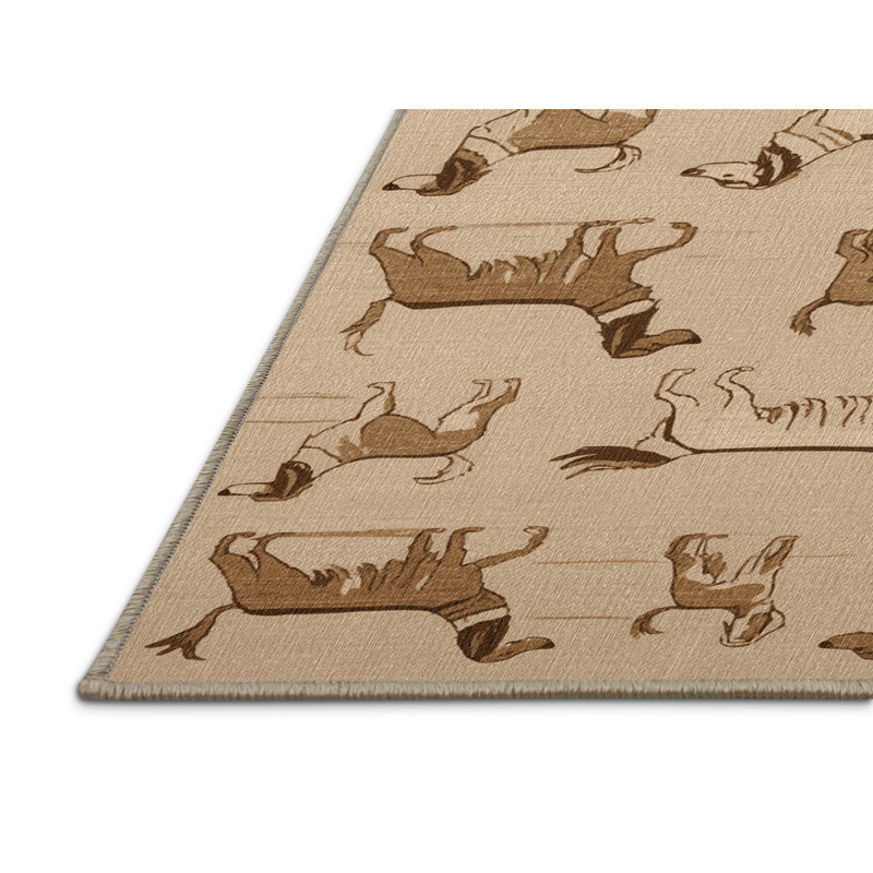 Washable Canaan Dog Dogs Area Rug, Square 7'