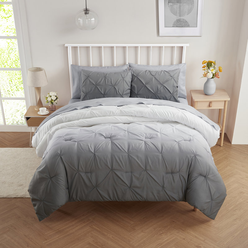 Loralie Ombre Bed In a Bag Comforter Set, Twin Comforter + 1 Standard Sham, Gray