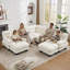 Repose-pieds capitonné de 33,46 po de largeur, tabouret en chenille avec repose-pieds à 4 pieds, capacité de 300 lb, repose-pieds en nuage doux pour le salon, la chambre à coucher et le vestibule-739925760