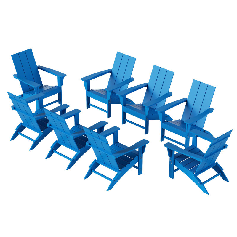 Joubert Foldable Outdoor Adirondack Set, Pacific Blue