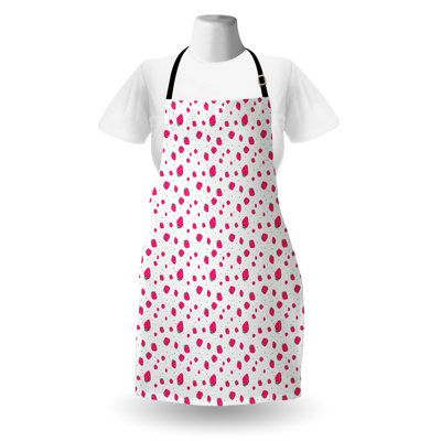 East Urban Home Strawberry Apron Unisex Summer Fruit on Lines Adult Size Hot Pink and Sea Green