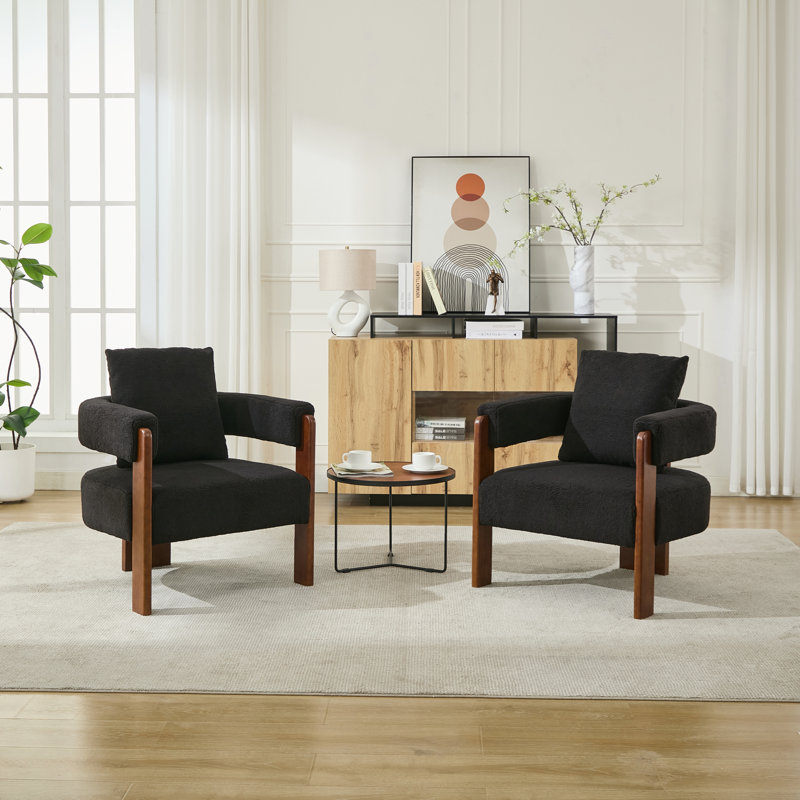Upholstered 3-Legs Accent Chair, Black