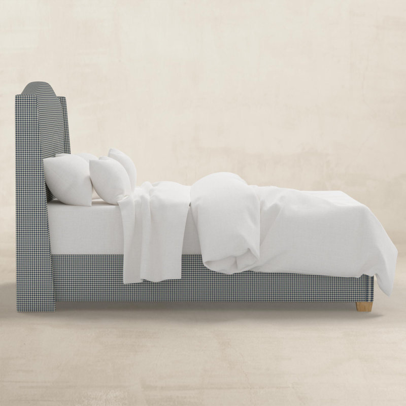 Upholstered Wingback Bed, Denim, Twin