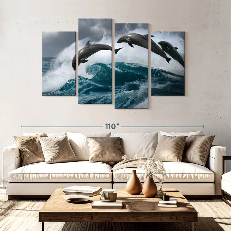 Brampt Wave Riding Dolphins, 54" H x 84" W