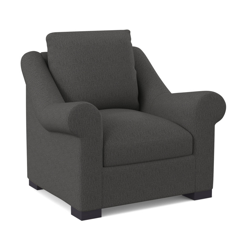 Canyon Sunbrella® and Boucle Armchair, Elise Linen, Vintage Ebony