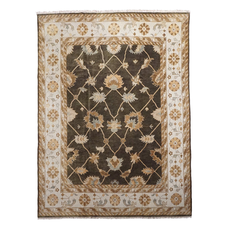 Tapis vert foncé 9 x 12 po Oushak