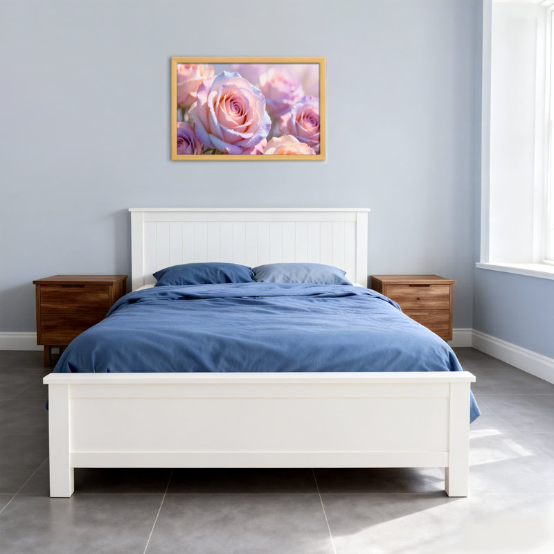 Plantes et fleurs roses douces avec pétales délicats, H 16 po x l 24 po, Toile tendue, Ne s’applique pas