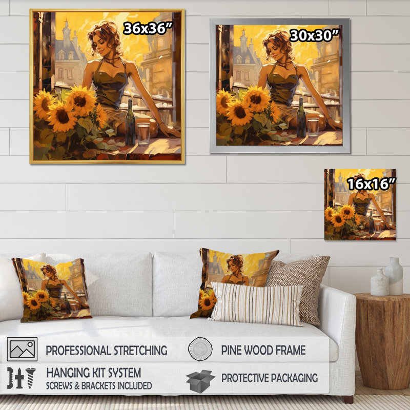 «Woman In Paris Portrait I», reproductions d'art mural mode, H 16 po x l 16 po x P 1 po, Cadre flottant noir