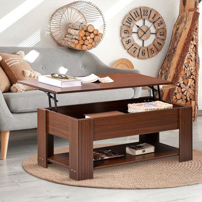 Table basse Adaisha avec plateau relevable et tablette de rangement