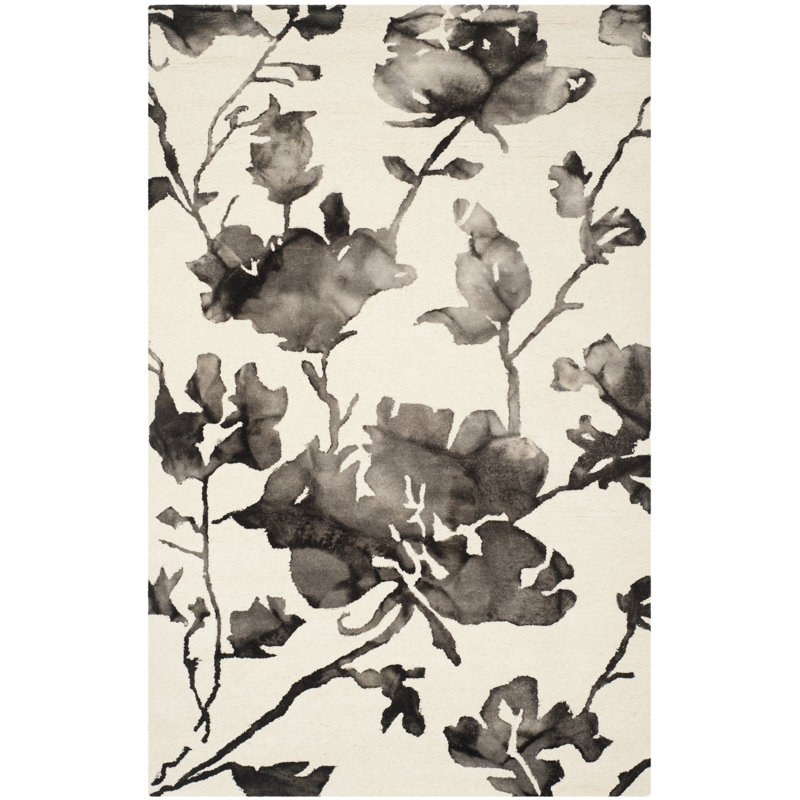 Harvester Hand Tufted Wool Floral Rug, Rectangle 5' x 8'