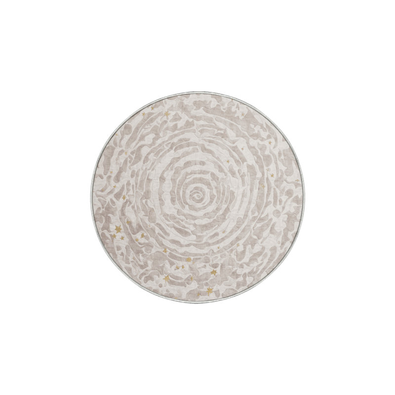 Tapis beige lavable à la machine, Rond 7 pi