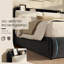 Cadre de lit double en chenille avec tablette encastrée, lit plateforme rembourré souple, noir-589828605-589828606