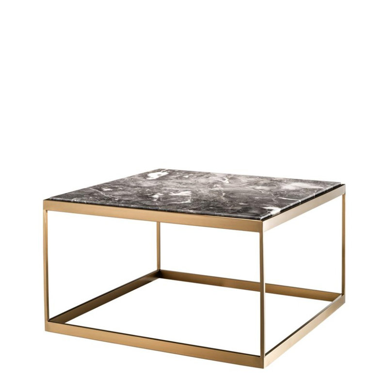 La Quinta End Table, Brass, Gray