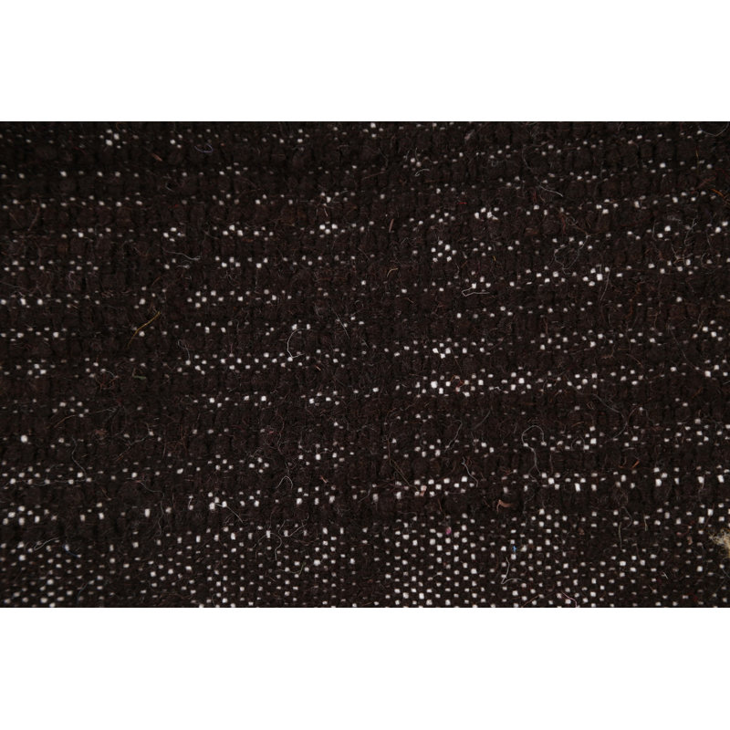Tapis décoratif en laine brun foncé de conception unique 5 pi 3 po x 9 pi noué à la main New Age
