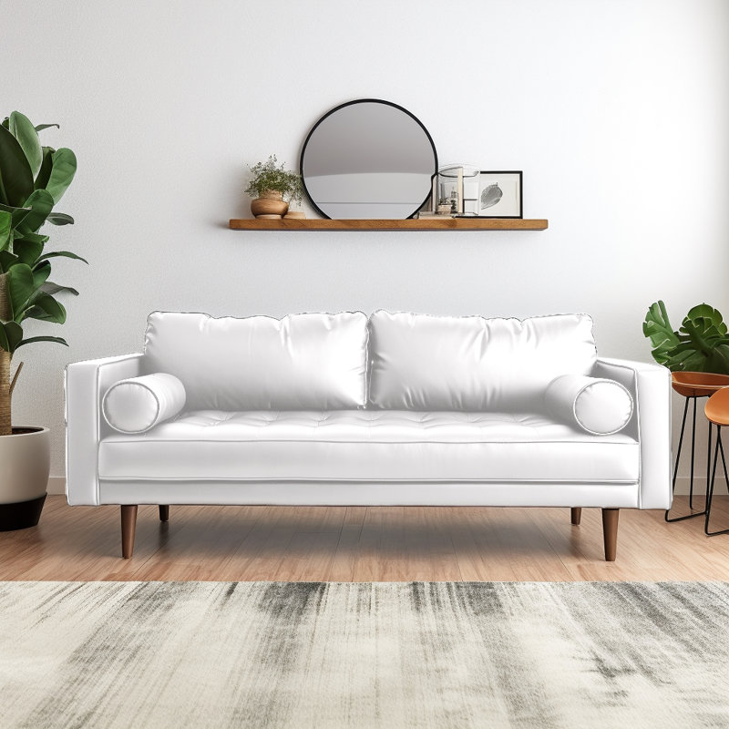 Arrindell 70'' Faux Leather Sofa, White