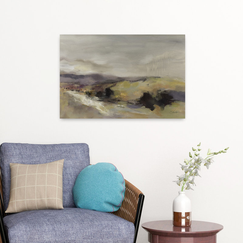 Roadside Hills, paysage abstrait contemporain, art mural, H 16 po x l 24 po