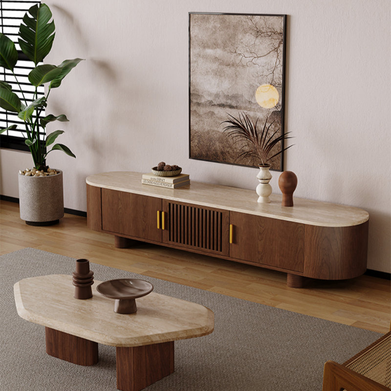 Meuble télé moderne et simple avec rangement, Brun noyer
