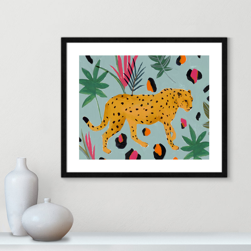 Walking Cheetah II by Isabelle Z, 21.5" H x 25.5" W x 0.75" D, Black Wood Framed Paper