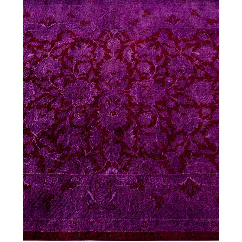 Overdyed Hand-Knotted Wool Modern-Contemporary Purple Runner 2' 7" x 7' 0"