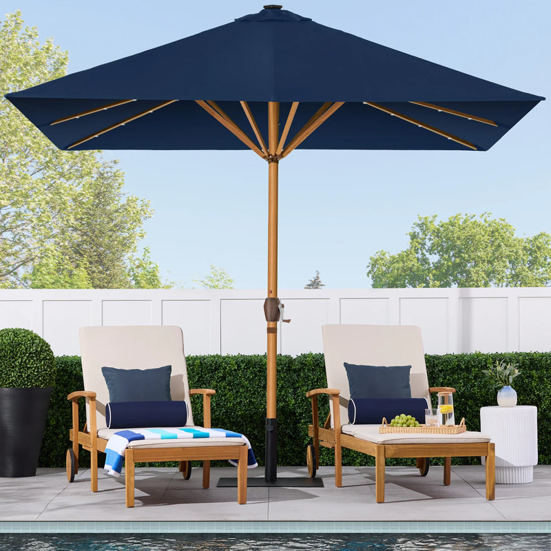 Parasol carré solaire à DEL pour terrasse, Navy Blue