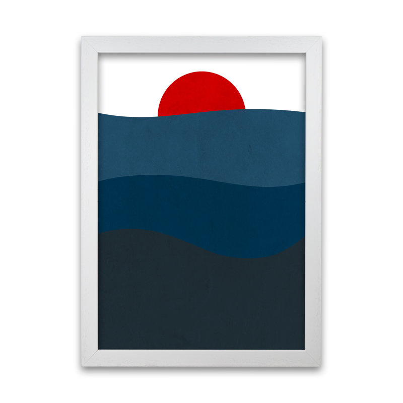 Red Blue Sunset Original - Print, White Frame, 30cm H x 21cm W x 3cm D