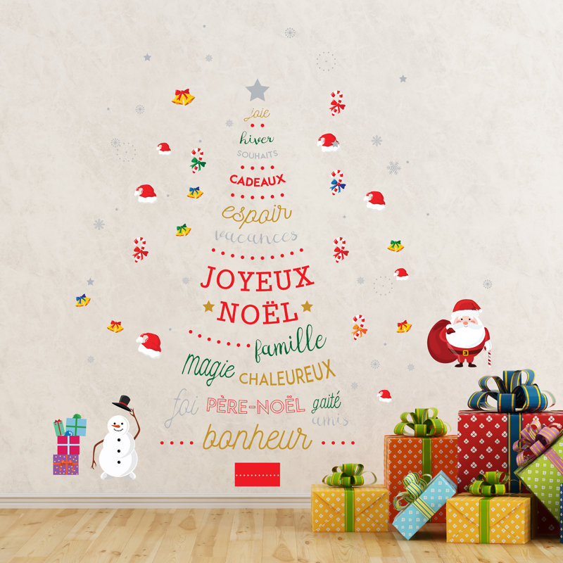 Décalcomanie murale père noël français quote tree