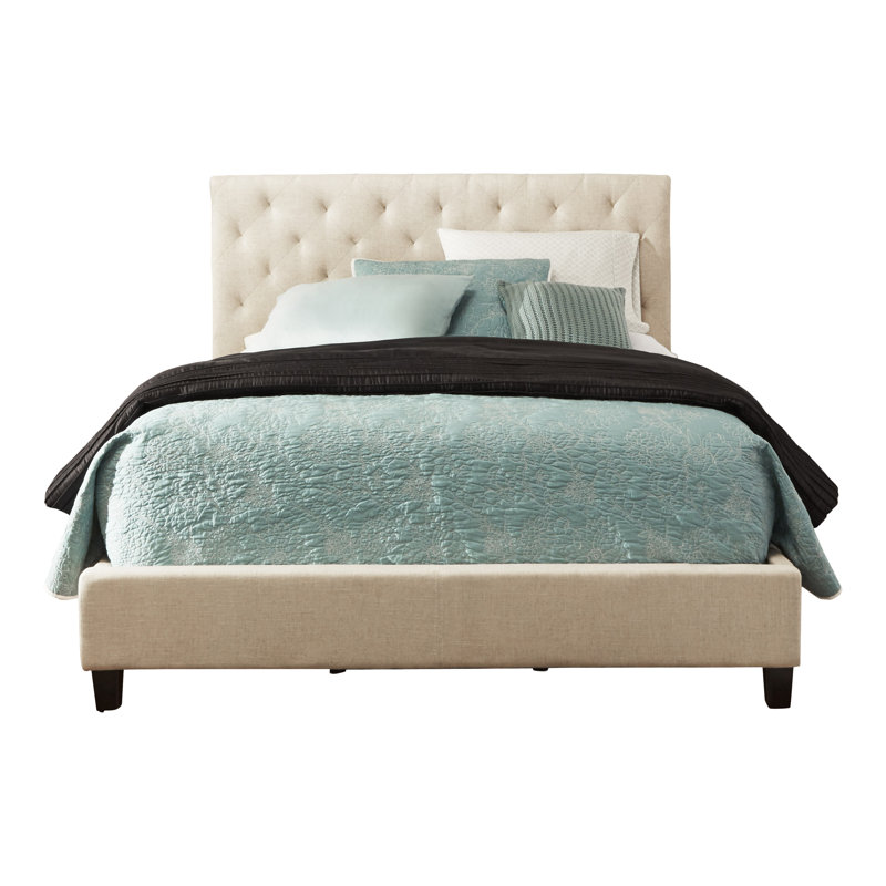 Lit tapissier standard Kaster, Beige, Très grand