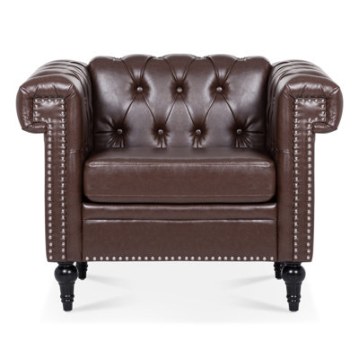 Tufted 1 Seater Sofa with Nailhead Trim