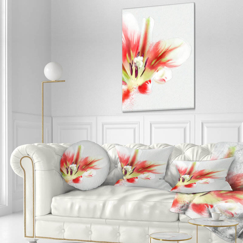 Grande tulipe rouge avec aquarelle et imprimé floral