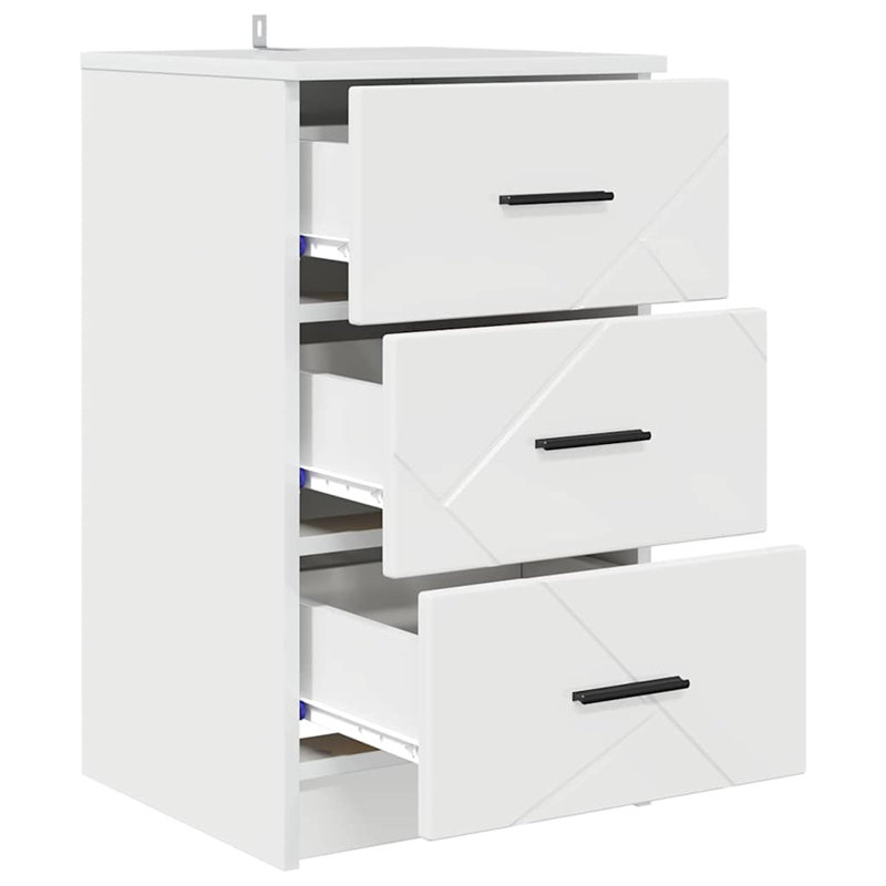 38cm W Manufactured Wood Bedside Table, High Gloss White