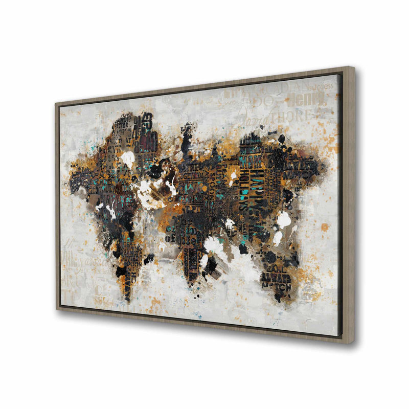 Toile abstraite mappemonde | Brown Brown Modern Home Decor
