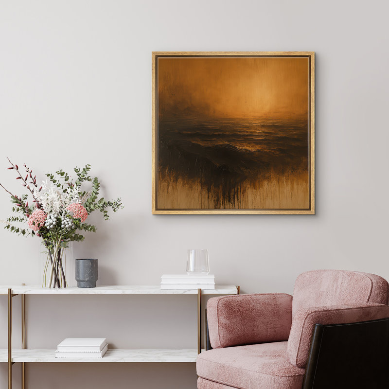 Reproduction d'art abstrait sur toile encadrée pour décoration intérieure moderne, H 16 po x l 16 po, Naturel