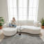 Canapé d'angle modulaire incurvé 2 pièces avec coussins, mobilier de salon minimaliste et ergonomique, assise moderne, aucun assemblage requis, canapé et méridienne, beige