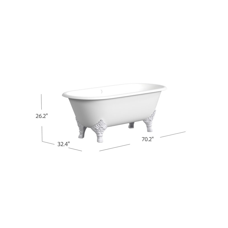 Carlton 70'' L Soaking Bathtub, White, White Interior with White Exterior