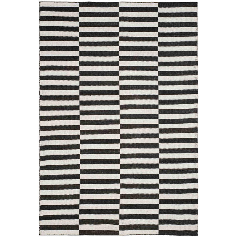 Cameron Striped Area Rug in Black/Ivory, Rectangle 4' x 6'
