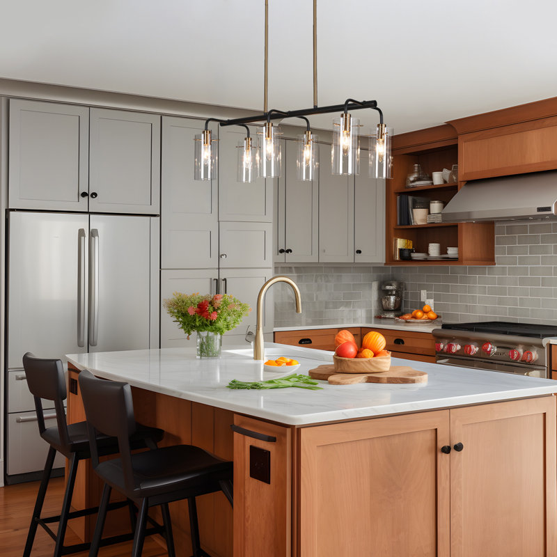 Luminaire suspendu linéaire à 6 lumières pour îlot de cuisine Marrie