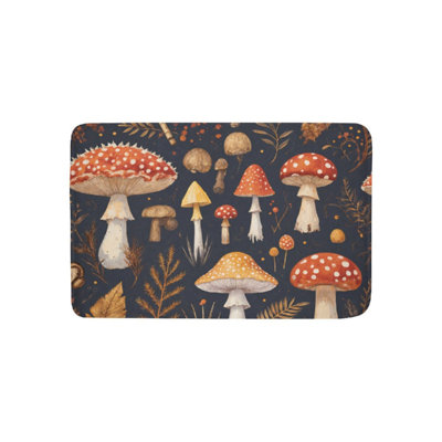 Forest Mushroom Plants Bath Rug, 36W X 24L