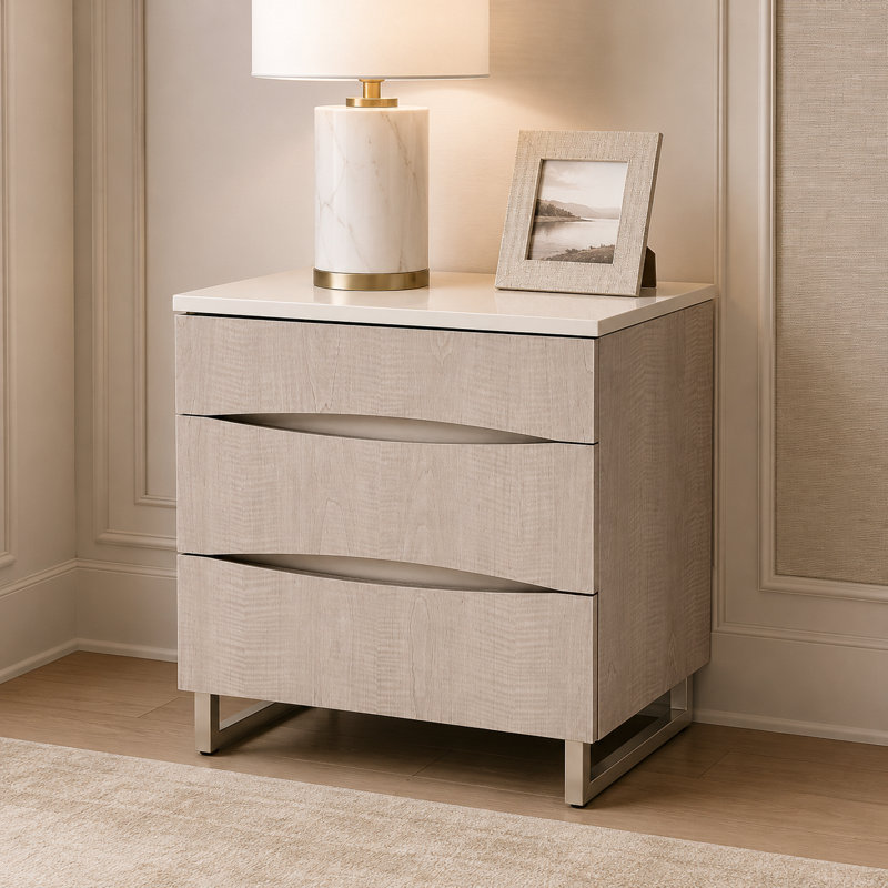 Marin 3-Drawer Nightstand - Greige