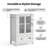 Single Glass Door Buffet Cabinet with Antique Bell Handle - White Kitchen & Living Room Storage Sideboard