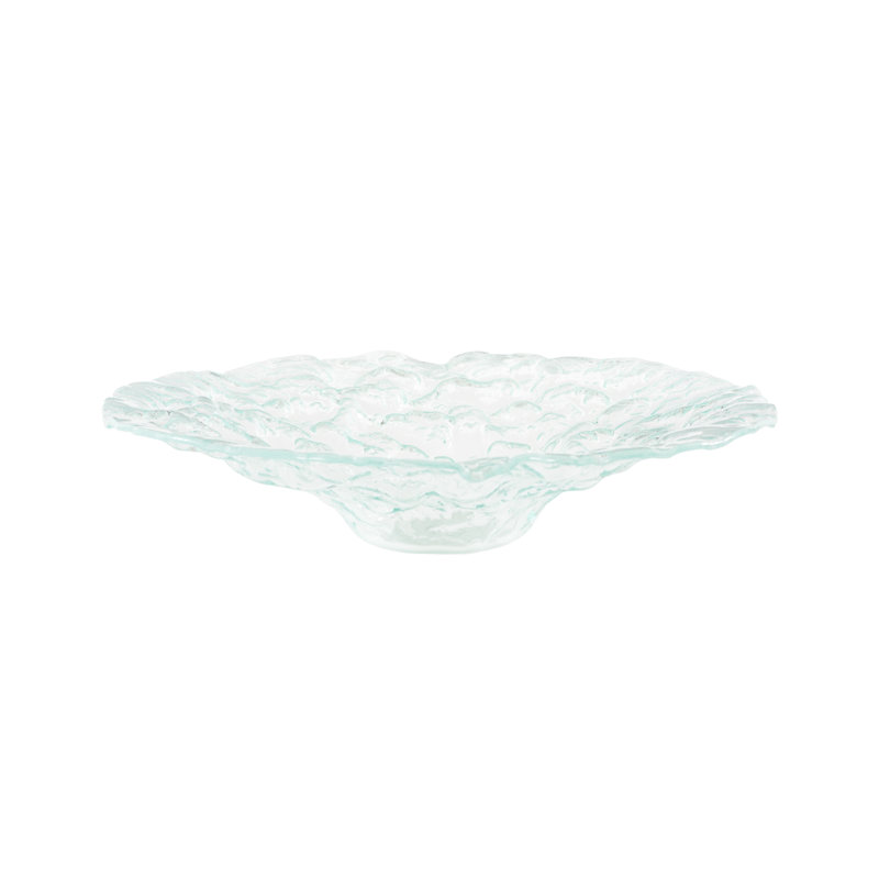 Bol décoratif contemporain abstrait en verre à bulles Helle, H 3 po x l 19 po x P 19 po